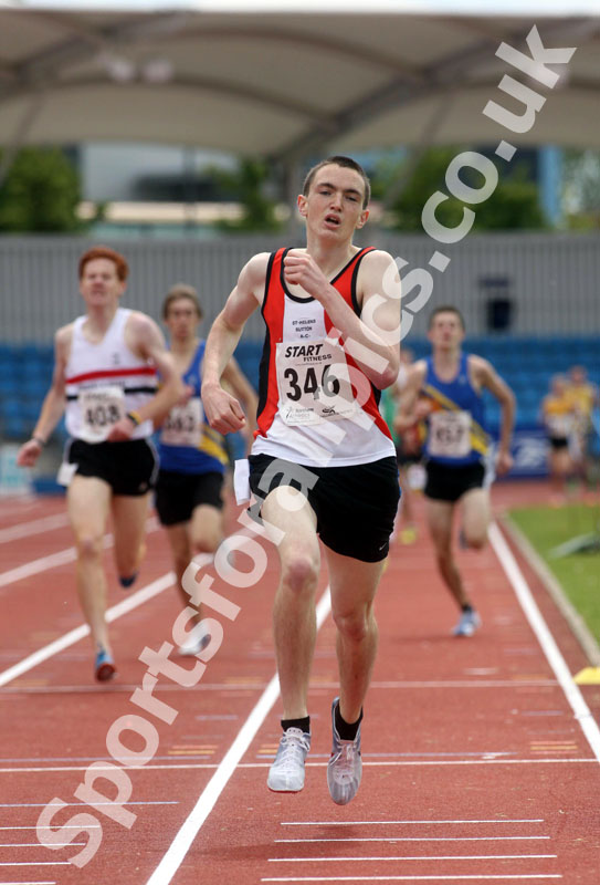 John Ashcroft (St. Helens Sutton AC) wins the under-20s 1500 metres, Northern Championships, Sport City, Manchester